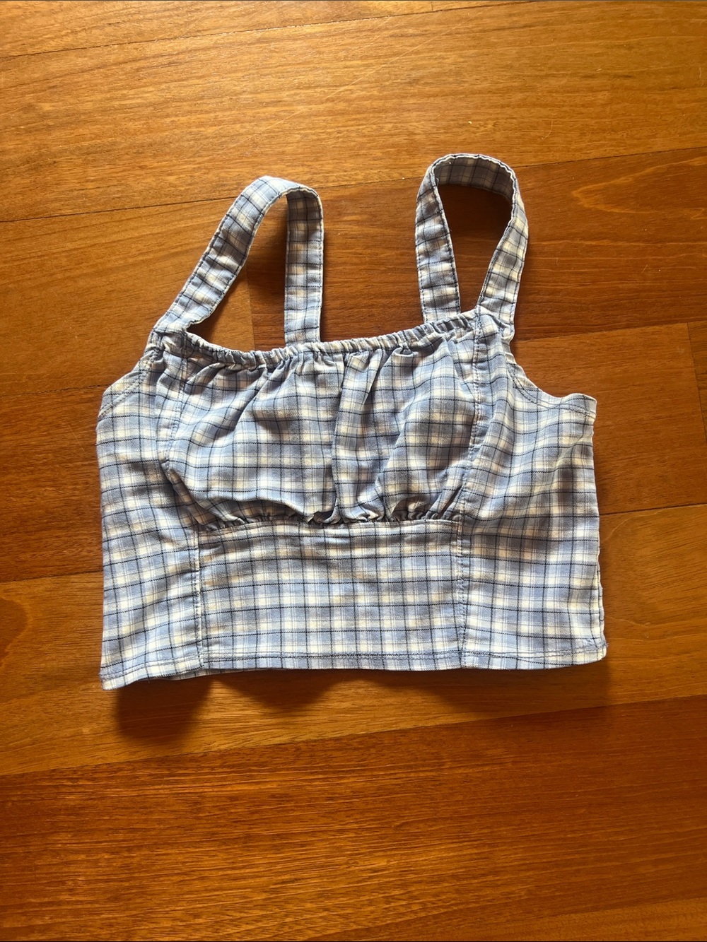 Hollister Blue and White Plaid Crop Top